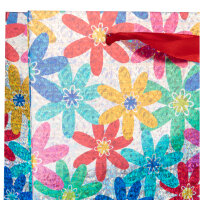 Geschenktasche - Blumen, Hologramm, 18 x 23 x 8 cm, 210g/m²