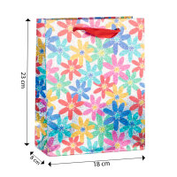 Geschenktasche - Blumen, Hologramm, 18 x 23 x 8 cm, 210g/m²