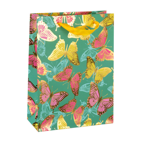 Geschenktasche - Schmetterlinge, 25 x 34,5 x 8,5 cm, 210g/m²