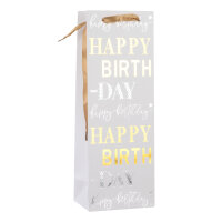 Flaschentasche - Happy Birthday, weiß, 12,5 x 35 x...