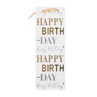 Flaschentasche - Happy Birthday, weiß, 12,5 x 35 x...