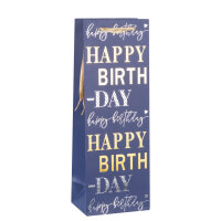 Flaschentasche - Happy Birthday, blau, 12,5 x 35 x 9 xcm,...