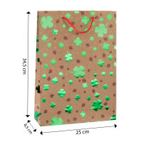 Geschenktasche - Kleeblatt & Marienkäfer, Kraftpapier, 25 x 34,5 x 8,5 cm, 140g/m², Heißprägung