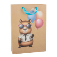 Geschenktasche Capybara - mit Ballon, 25 x 34 x 8,5 cm,...