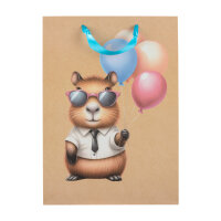 Geschenktasche Capybara - mit Ballon, 25 x 34 x 8,5 cm,...