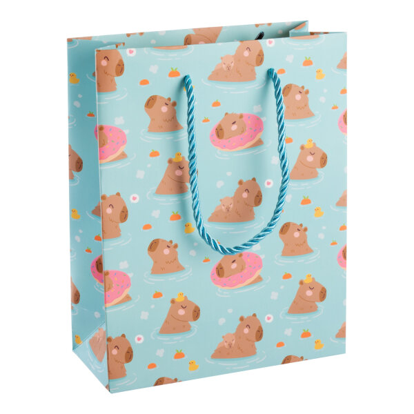 Geschenktasche Capybara - blau, 18 x 23 x 8 cm, 250g