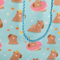 Geschenktasche Capybara - blau, 25 x 34 x 9 cm, 250g