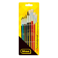Idena Set Deckfarbkasten 24 Farben und Deckweiß & Schulmalpinsel 10 Größen & Pinselbecher