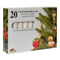 Set Baumkerzenhalter mit Clip, silber, 20 Stück & Baumkerzen, weiß, 13 x 100 mm, 20 Stück
