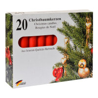 Set Baumkerzenhalter mit Clip - gold, 20 Stück & Baumkerzen rot, 13 x 100 mm, 20 Stück