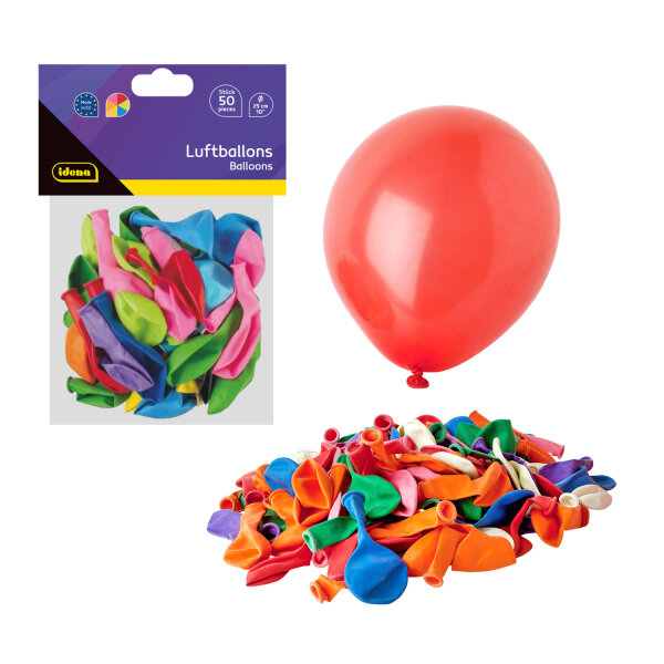 Luftballons - mehrfarbig, Ø 25 cm, 50 Stück