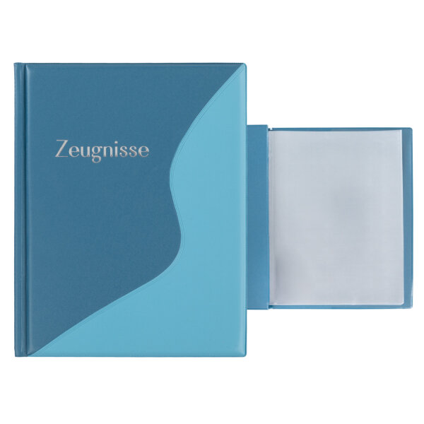 Zeugnismappe mit 12 Klarsichthüllen - 100µ, pastell blau, DIN A4