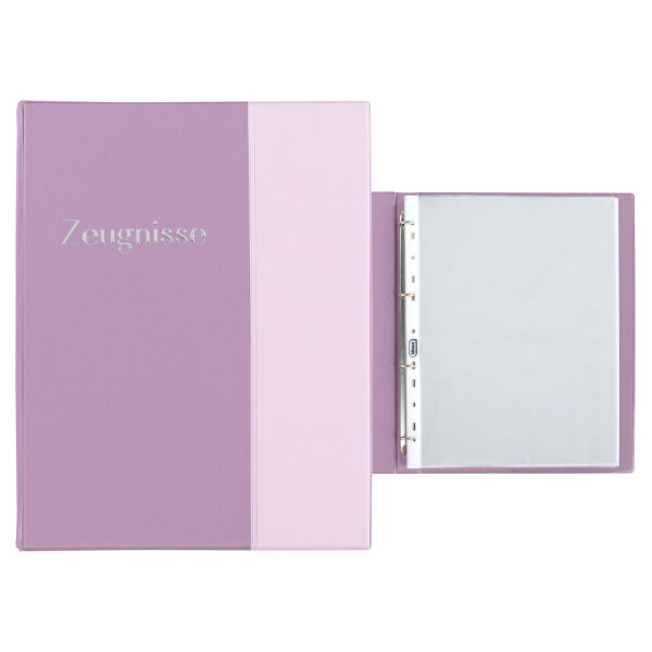 Zeugnismappe Ringbuch mit 10 Klarsichthüllen - 100µ, pastell lila, DIN A4
