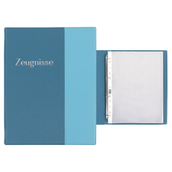 Zeugnismappe Ringbuch mit 10 Klarsichthüllen - 100µ, pastell blau, DIN A4