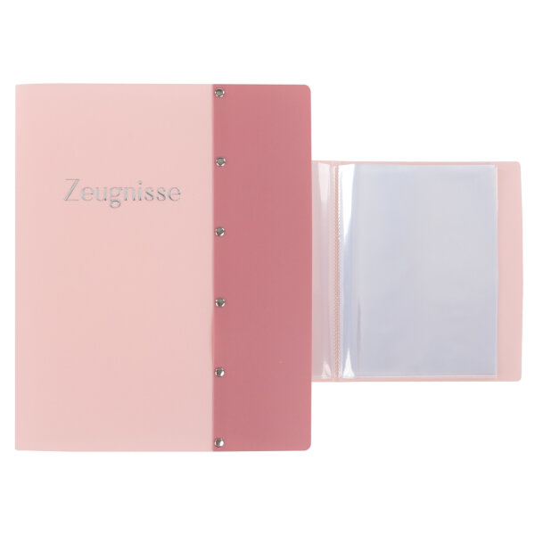 Zeugnismappe Sichtbuch mit 12 Klarsichthüllen - 100µ, pastell rosa, DIN A4