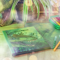 Bunte Zeugnismappe im DIN A4 Format mit 10 Hüllen und Dinosaurier-Design