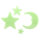 Wandsticker Mond und Sterne, Glow In The Dark, 24 Stück