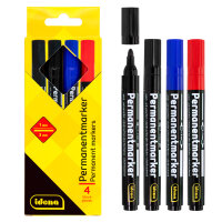 Permanentmarker - schwarz/rot/blau, 1 - 3 mm, 4...