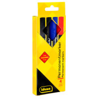 Permanentmarker - schwarz/rot/blau, 1 - 3 mm, 4 Stück, Rundspitze, 3 Farben