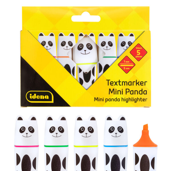 Textmarker - Panda, neon, 1 - 5 mm, 5 Stück, 5 Farben