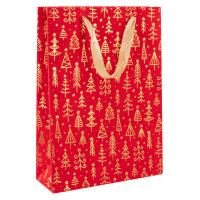 Geschenktasche Samt - Weihnachtsbäume, 25 x 35 x 9...