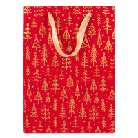 Geschenktasche Samt - Weihnachtsbäume, 25 x 35 x 9...