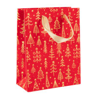 Geschenktasche Samt - Weihnachtsbäume, 18 x 23 x 8...