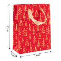 Geschenktasche Samt - Weihnachtsbäume, 18 x 23 x 8 cm, 210 g