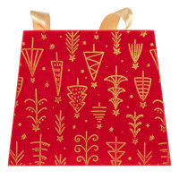 Geschenkbox Handtaschenbox Samt - Weihnachtsbäume, 17 x 6,5 x 14 cm, Größe M