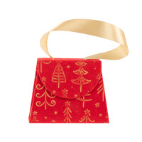 Geschenkbox Handtaschenbox Samt - Weihnachtsbäume,...