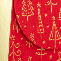 Geschenkbox Handtaschenbox Samt - Weihnachtsbäume, 10 x 4 x 8,5 cm, Größe S