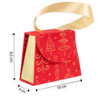 Geschenkbox Handtaschenbox Samt - Weihnachtsbäume, 10 x 4 x 8,5 cm, Größe S
