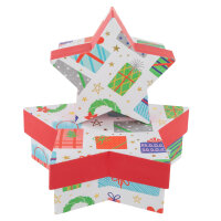 Geschenkboxen Set - Stern Geschenke weiß M: 18 x 6 x 17 cm, S: 12 x 11 x 5 cm, 2 Stück