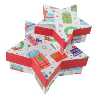 Geschenkboxen Set - Stern Geschenke weiß M: 18 x 6 x 17 cm, S: 12 x 11 x 5 cm, 2 Stück