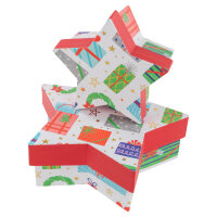 Geschenkboxen Set - Stern Geschenke weiß M: 18 x 6 x 17 cm, S: 12 x 11 x 5 cm, 2 Stück