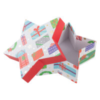 Geschenkboxen Set - Stern Geschenke weiß M: 18 x 6 x 17 cm, S: 12 x 11 x 5 cm, 2 Stück