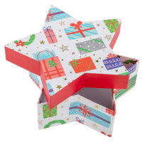 Geschenkboxen Set - Stern Geschenke weiß M: 18 x 6 x 17 cm, S: 12 x 11 x 5 cm, 2 Stück