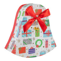 Geschenkbox Glocke mit Schleife - Geschenke, weiß, 19 x 7 x 22 cm