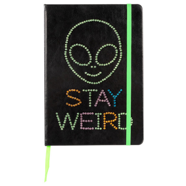 Notizbuch Alien Stay Weird -  160 Seiten, 80 g/m², DIN A5,  mit Strasssteinen