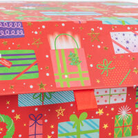 Geschenkbox - Geschenke, rot, 30 x 20 x 12 cm, faltbar