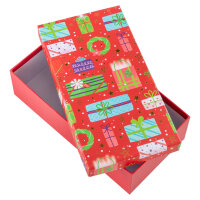 Geschenkboxen Set - Geschenke, rot, 1x  28 x 28 x 8 cm, 2x 26 x 14 x 7 cm, 4 x 11 x 11 x 6 cm, 7 Teile