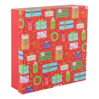 Geschenkboxen Set - Geschenke, rot, 1x  28 x 28 x 8 cm, 2x 26 x 14 x 7 cm, 4 x 11 x 11 x 6 cm, 7 Teile