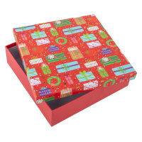 Geschenkboxen Set - Geschenke, rot, 1x  28 x 28 x 8 cm, 2x 26 x 14 x 7 cm, 4 x 11 x 11 x 6 cm, 7 Teile