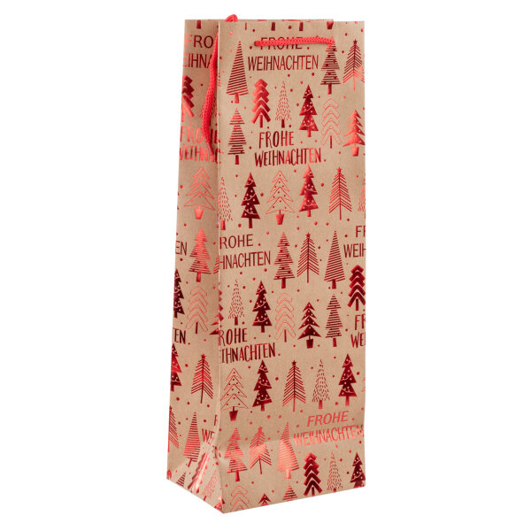 Flaschentasche Weihnachten - Tannenbaum, rot, 13 x 35 x 9 cm, 140 g
