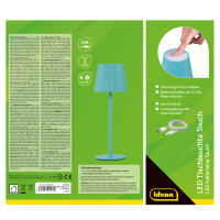 LED Tischleuchte - Touch, Metall/Kunststoff, blau, 9 x 24,5 cm, Akku, USB, dimmbar, 3 Modi, Innen