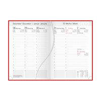 Wochenkalender 2027 - rot, DIN A5