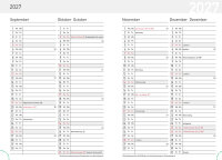 Wochenkalender 2027 - rot, DIN A5