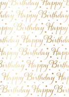 Geschenkpapier - Happy Birthday, weiß/gold,...