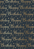 Geschenkpapier - Happy Birthday, grau/gold, metallisiert,...