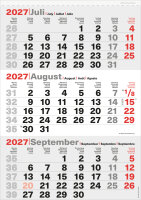 3-Monatskalender 2027 - 24 x 45 cm